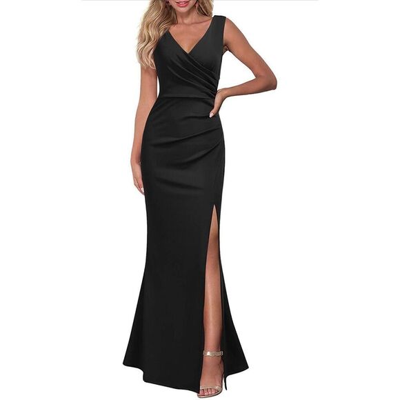 NEW WOOSEA Sleeveless V Neck Split Evening Cocktail Maxi Dress XL - Picture 1 of 4